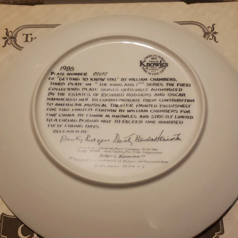 GETTING TO KNOW YOU  COLLECTOR PLATE - Picture 5 of 6